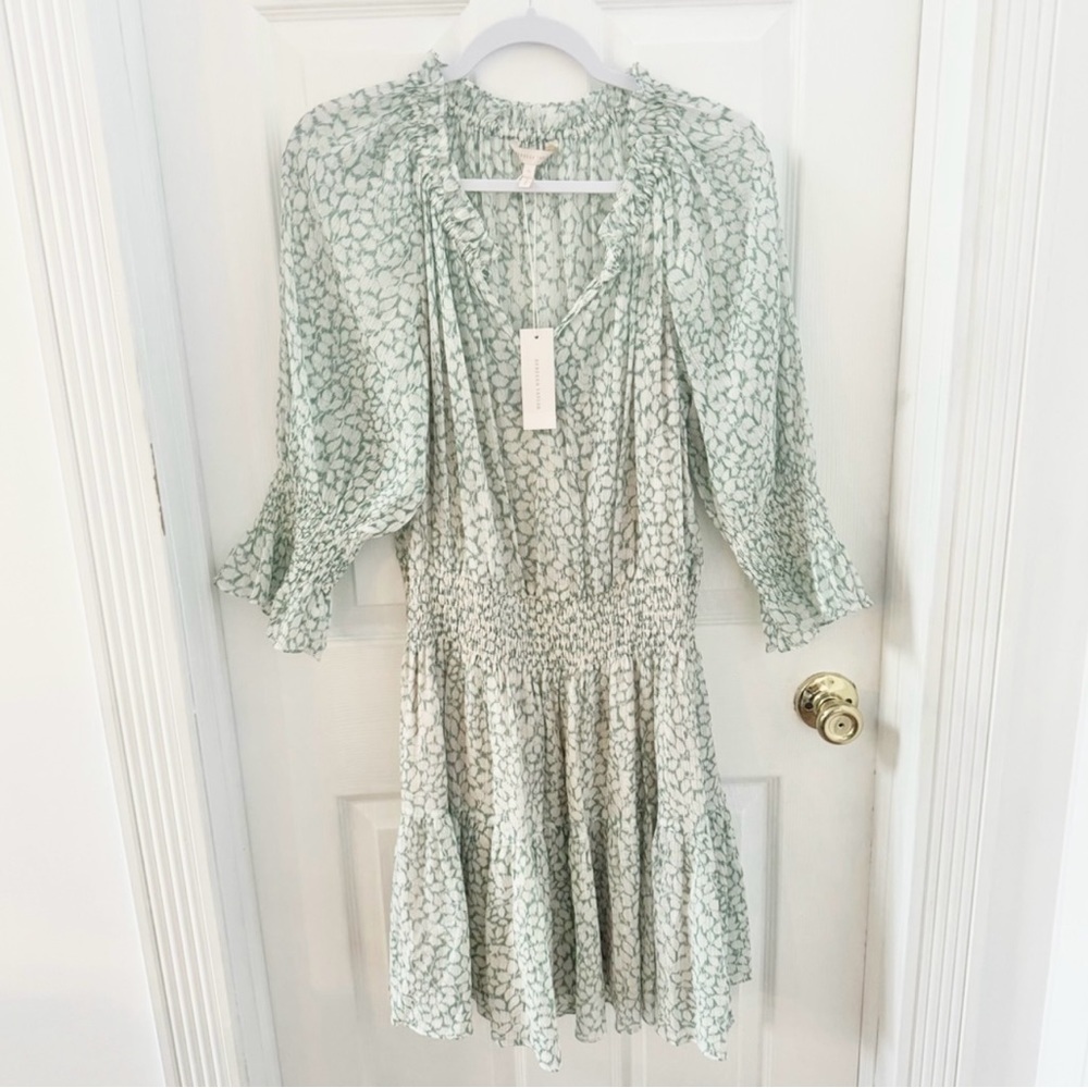 NWT Rebecca Taylor Ikat Leaf Smocked Dress XL